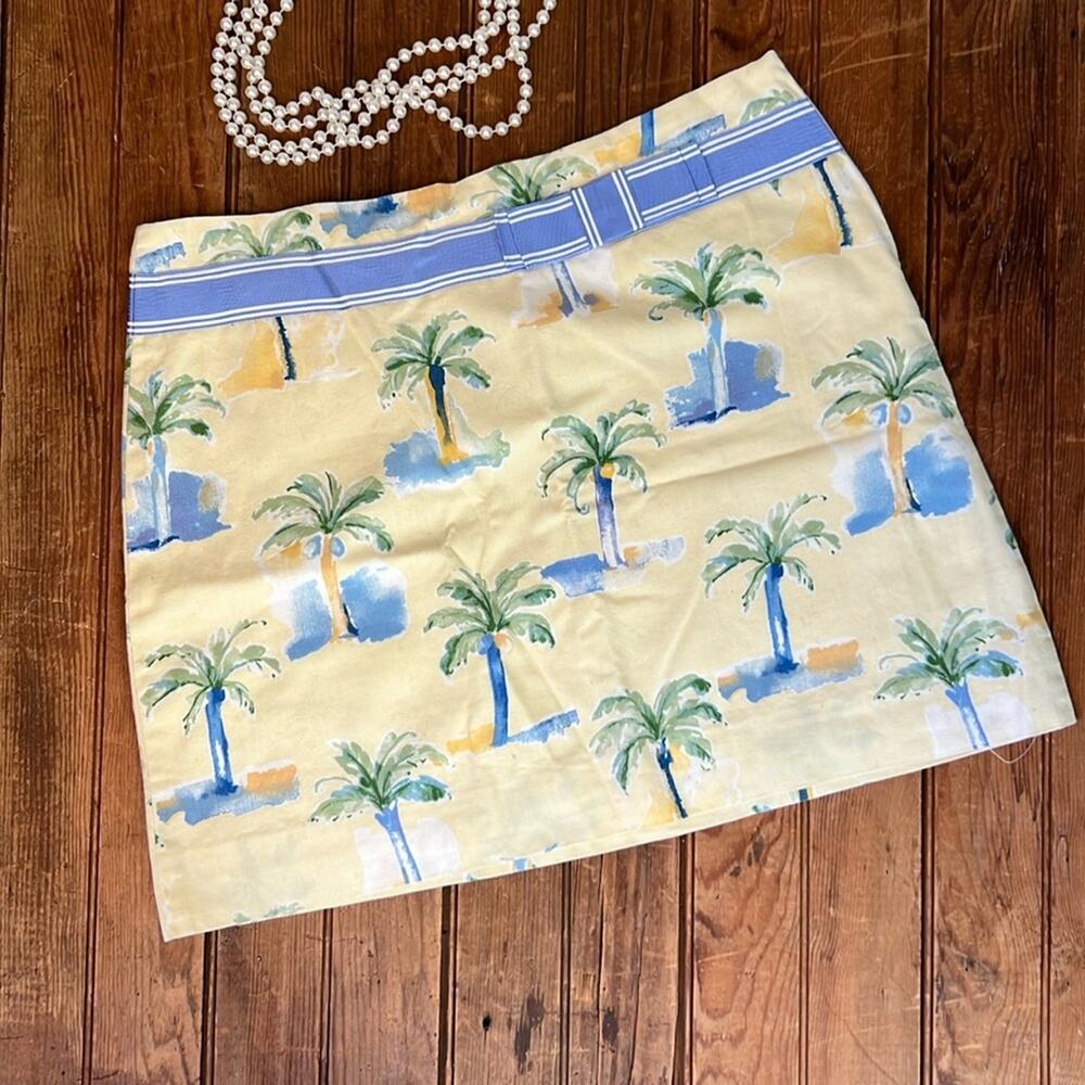 Women’s preppy mini skirt palm trees Molly B yellow size 8 made in USA